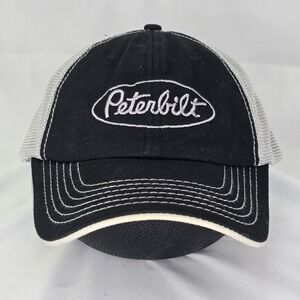 Peterbilt Strapback Trucker Hat Black White Mesh-Back Cap BDA Embroidered Patch